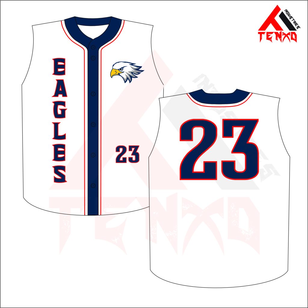 ART # TI-249-Baseball Full Button Sleeveless Jersey