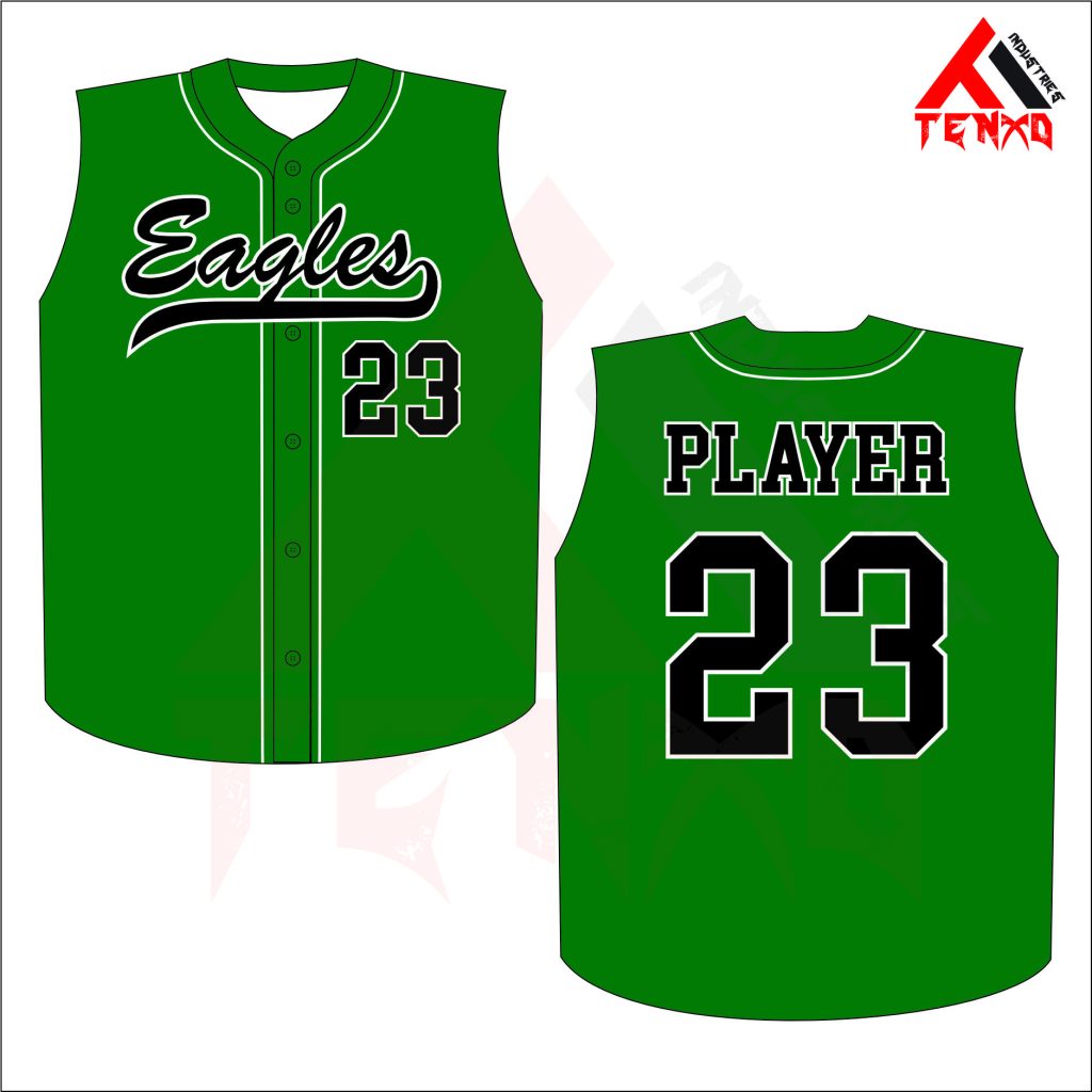 ART # TI-252-Baseball Full Button Sleeveless Jersey
