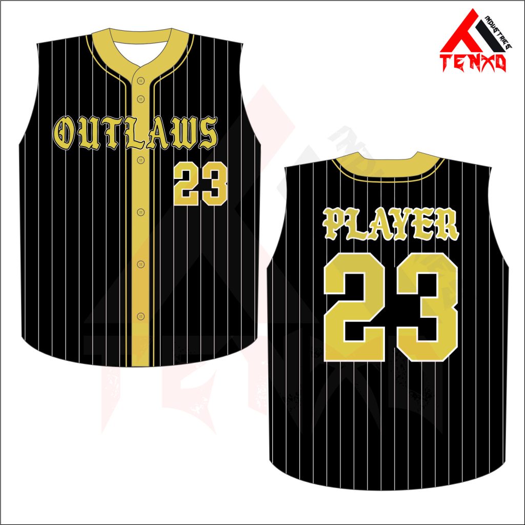 ART # TI-254-Baseball Full Button Sleeveless Jersey
