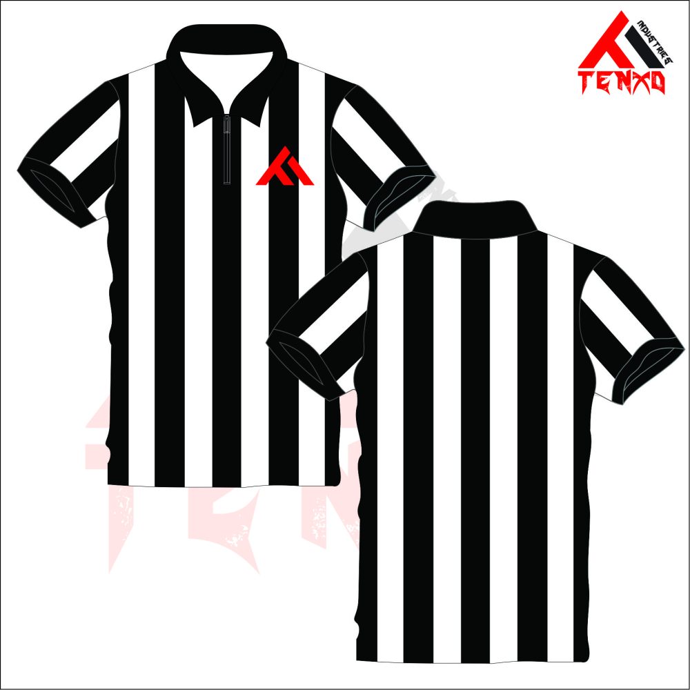 ART # TI-1607- Collared Referee Short Sleeve Shirt With 1/4 Zip