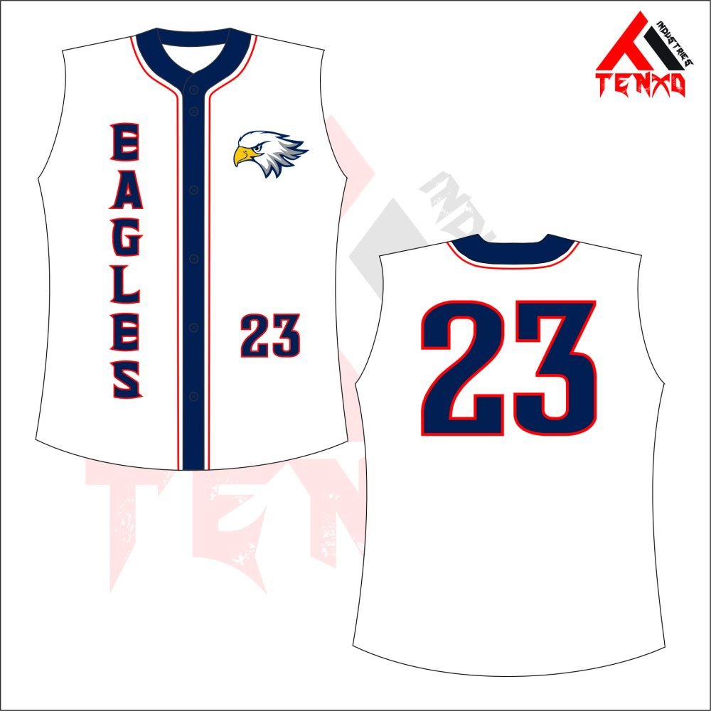 ART # TI-143-Softball Full Button Sleeveless Jersey