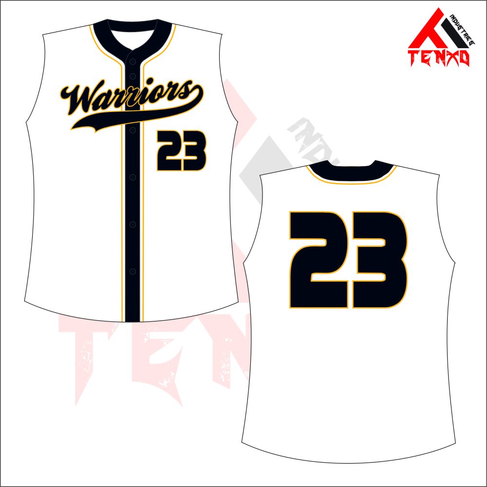 ART # TI-144-Softball Full Button Sleeveless Jersey