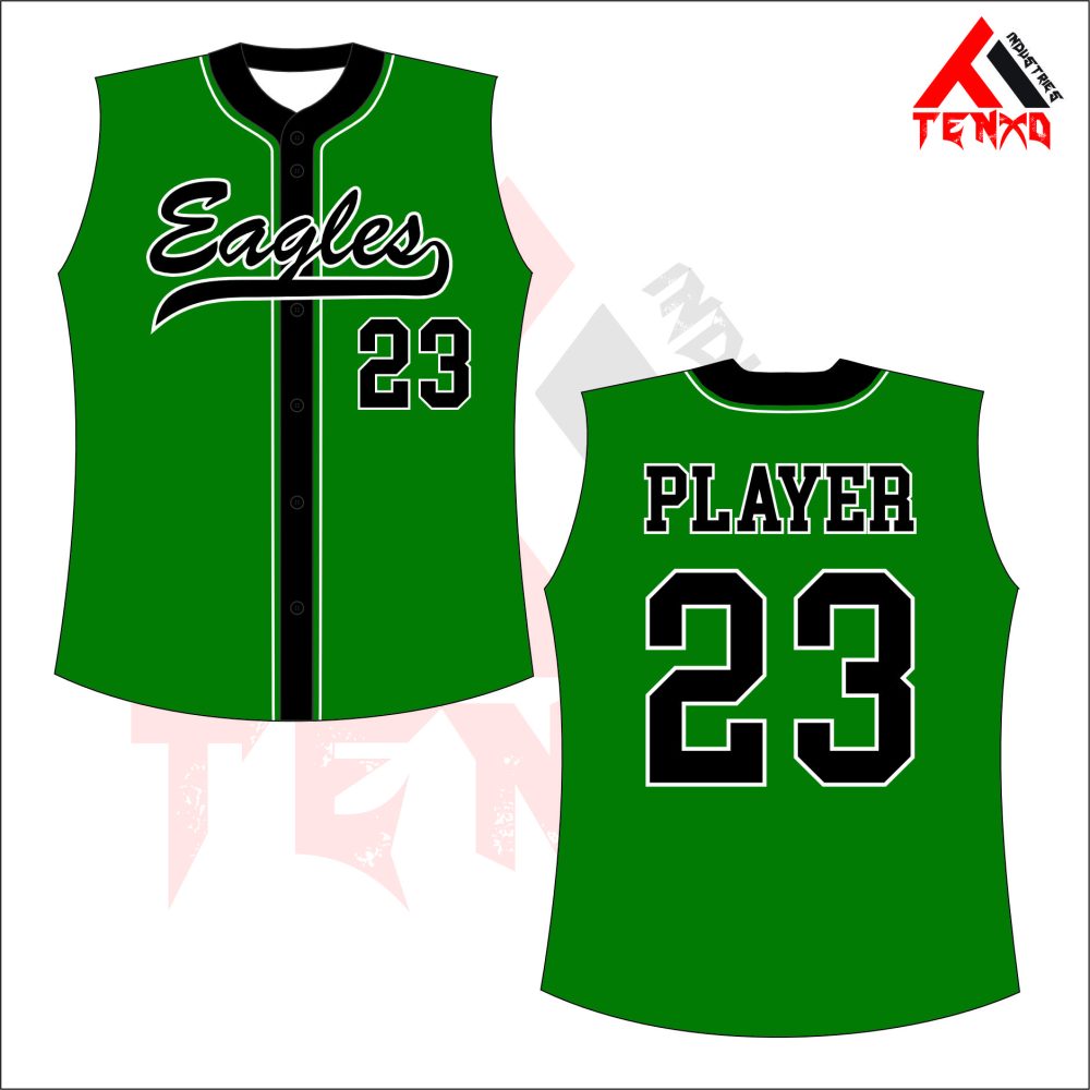 ART # TI-145-Softball Full Button Sleeveless Jersey