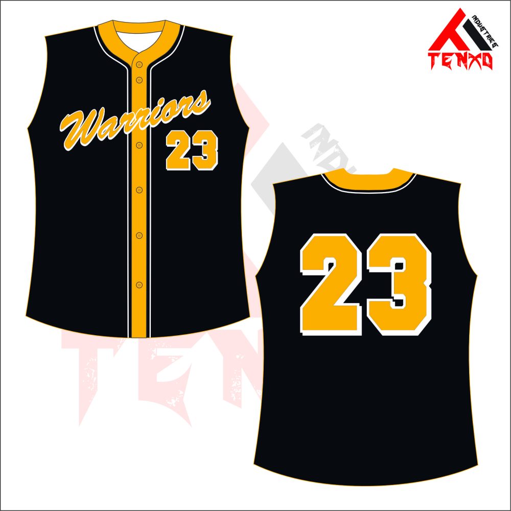 ART # TI-146-Softball Full Button Sleeveless Jersey