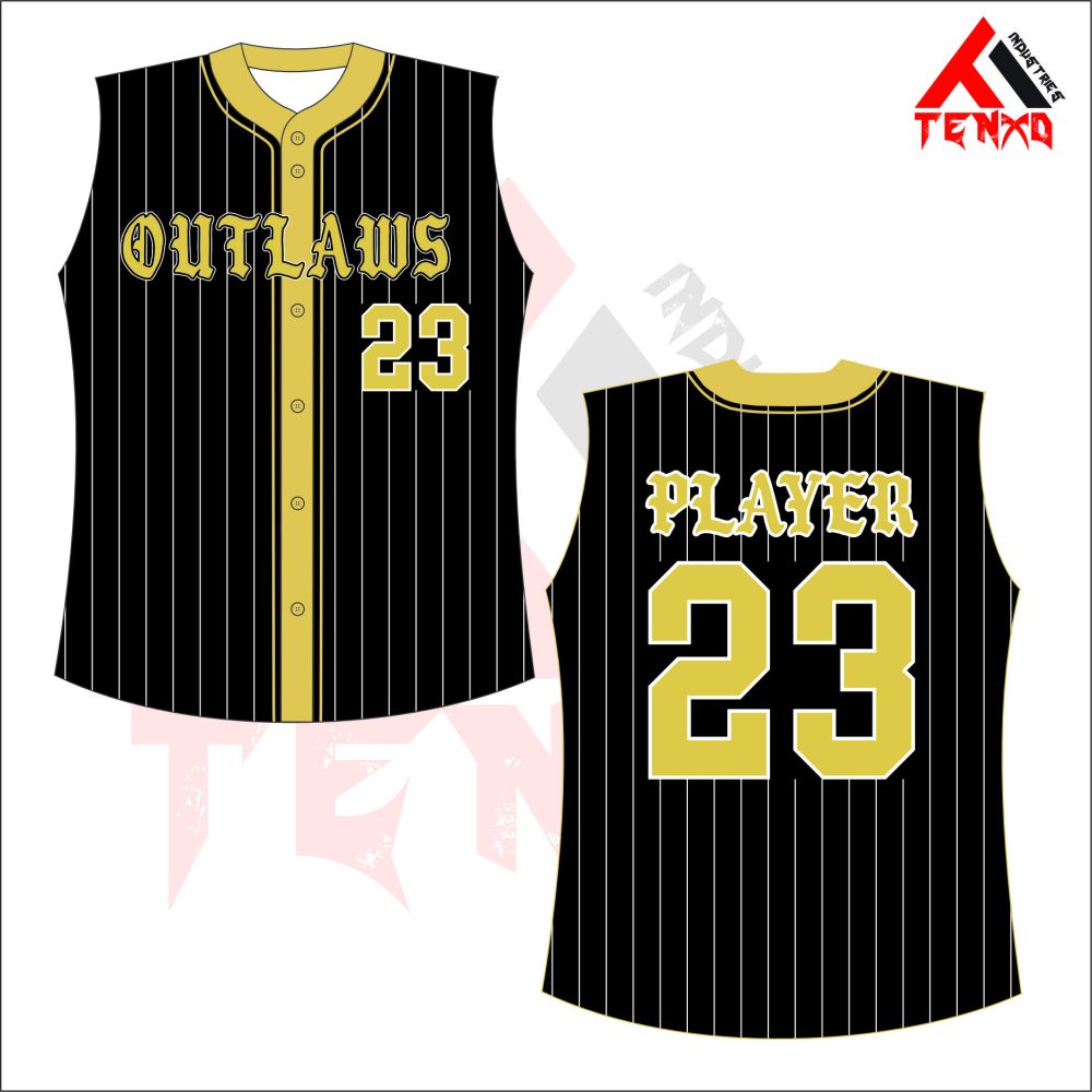 ART # TI-147-Softball Full Button Sleeveless Jersey